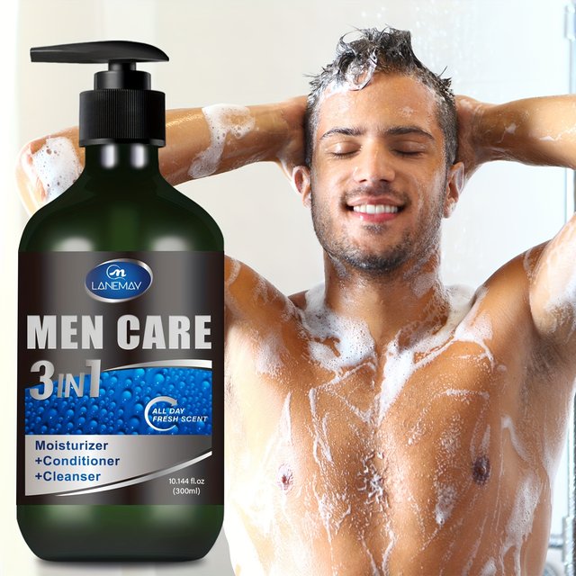 Men's 3-in-1 Body Wash, Shampoo & Conditioner - Hair, Face & Body Wash for men, All Day Fresh Scent, 300ml