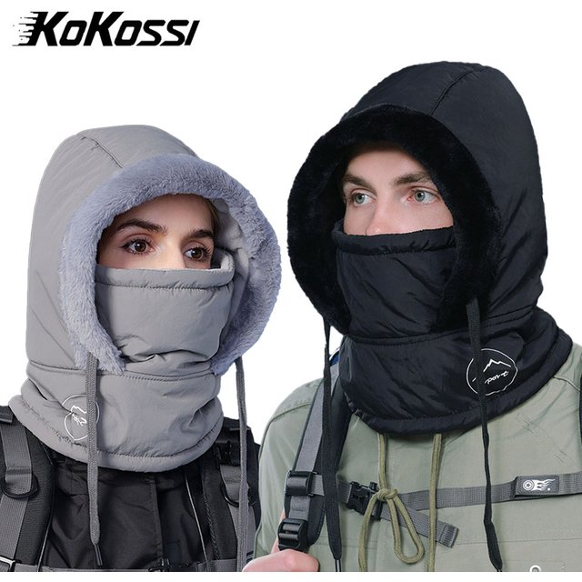 KoKossi Winter Hat Windproof Face Mask Scarf Thermal Fleece Cold Weather Neck Protection Skiing Ear Protection Hat for women Man