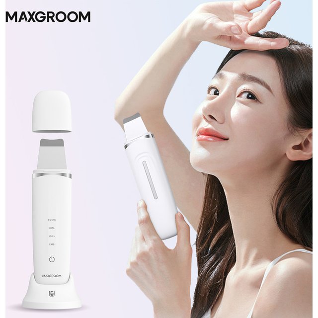 MAXGROOM Ultrasonic Skin Scrubber Peeling Facial Ultrasonic EMS Facial Lifting Red Blue Skin Care Pore Deep Cleansing Machine