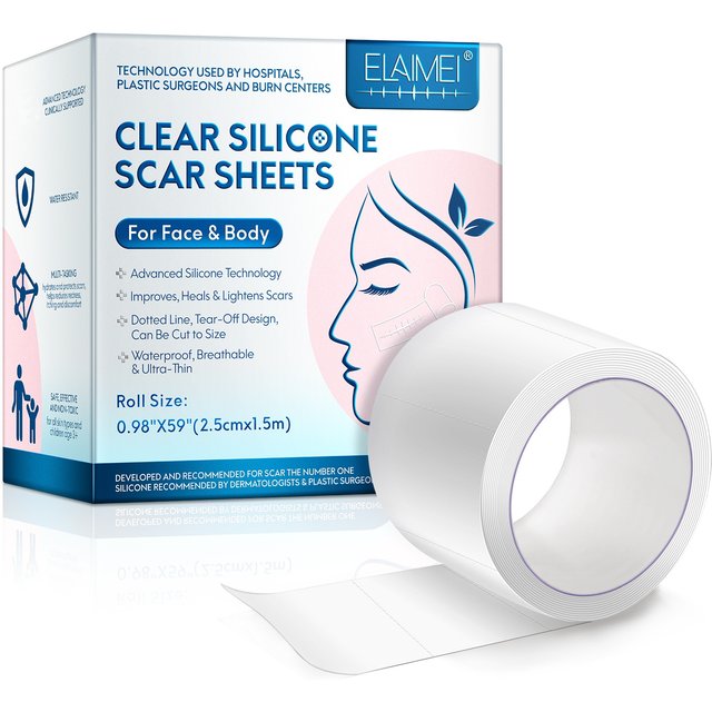 1 Roll Invisible Silicone Scar Sheets , 2.5cm X 150cm Self-Adhesive Scar Cover Tape Skin Care Strips , Transparent Color