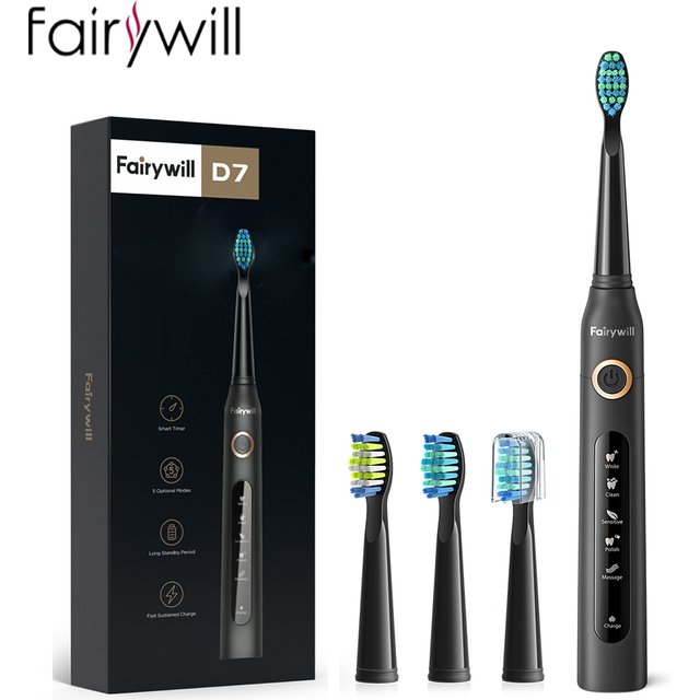 Fairywill Electric Sonic Toothbrush USB Charge FW-507 Rechargeable Waterproof Electronic Tooth Brushes Replacement Heads Adult