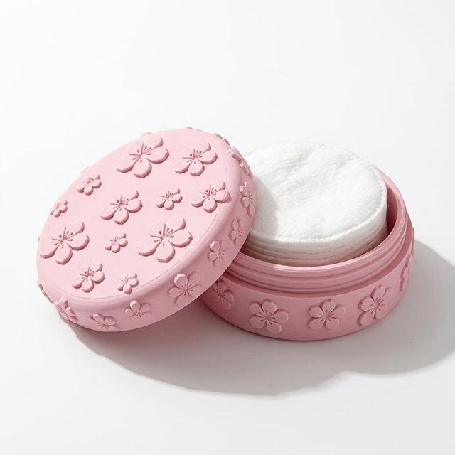 Relief Sakura Relief Makeup Cotton Storage Box Cover Dustproof Beauty Storage Can High Beauty Girl Heart Makeup Box