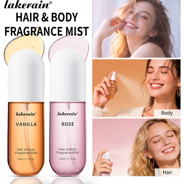 1/2 Pcs Vanilla Rose Fragrance Spray Hair & Body Fragrance Mist Fresh Long Lasting Fragrance Perfume Travel Size Freshener Spray