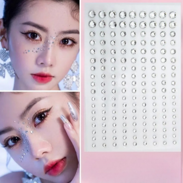 Disposable Tattoo Stickers 3D Face Jewelry Crystal Diamond DIY Eyes Face Body Rhinestones Waterproof Makeup Art Party Decoration