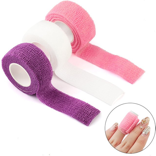 5pcs Nail Art Bandage Roll Protection Finger High Stretch Compression Self-Adhesive Gauze Tape Skin Care Manicure Tools