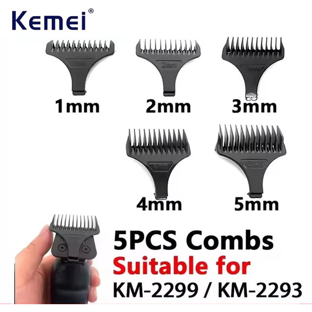 Kemei Hair Trimmer Limit Comb Universal Black Guards Hairdresser Hair Cutting Guide for KM-2293 KM-2299 1 2 3 4 5mm Comb 6pcs Oi