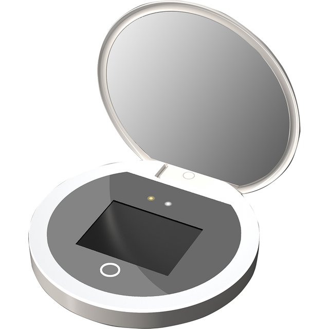 TJMIR Smart UV Sunscreen Test Mirror Portable LED Makeup Mirror Mini Cosmetic Mirror for Daily Outdoor Beauty Use