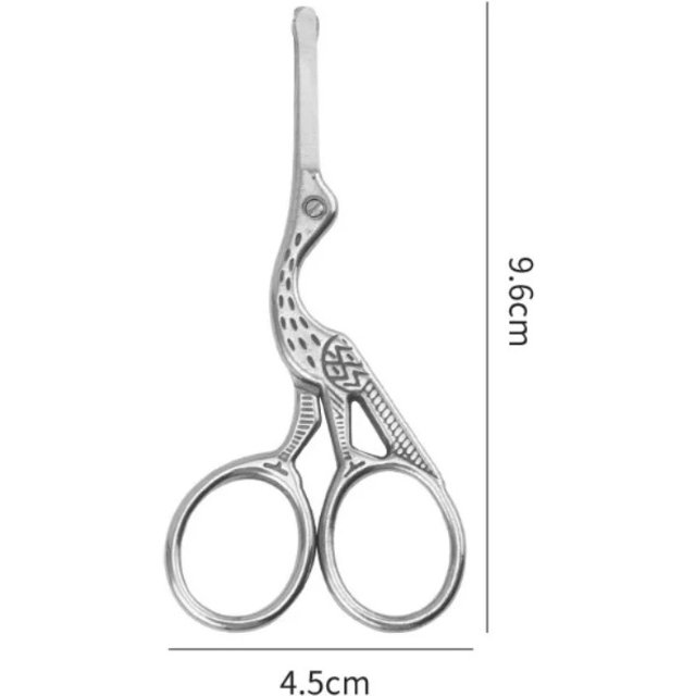 1pc Retro Crane Shaped Eyebrow Trimmer Scissors Nose Hair Vintage Facial Makeup Scissors Stainless Steel Nail Manicure Tools