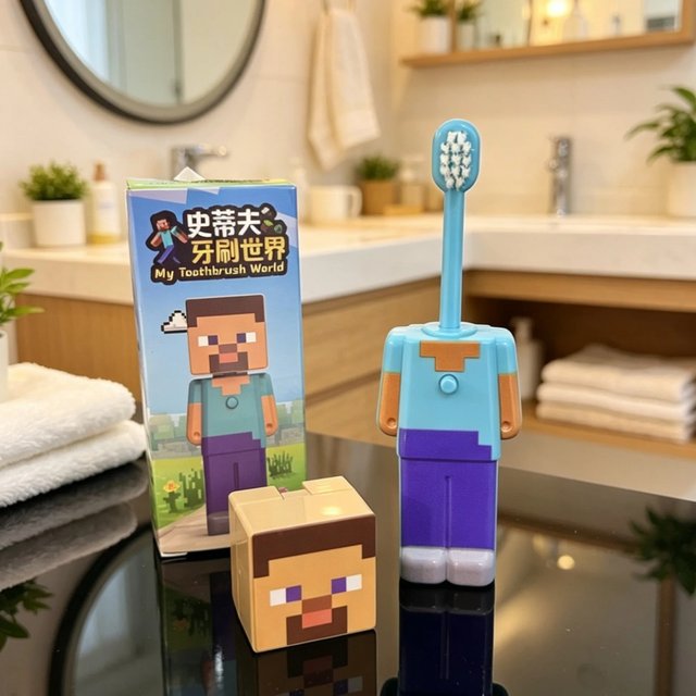 1-4pcs Anime My World Scalable Toothbrush Cute MC Figures Transformable Soft Bristled Toothbrush Fine Bristled Gifts *&