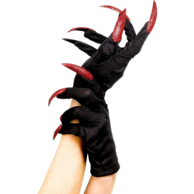 Halloween-Handschuhe, Make-up, schwarze Nägel, Geisterklaue, kurze Handschuhe, Mode, Cosplay, Halloween-Performance-Handschuhe, Zubehör