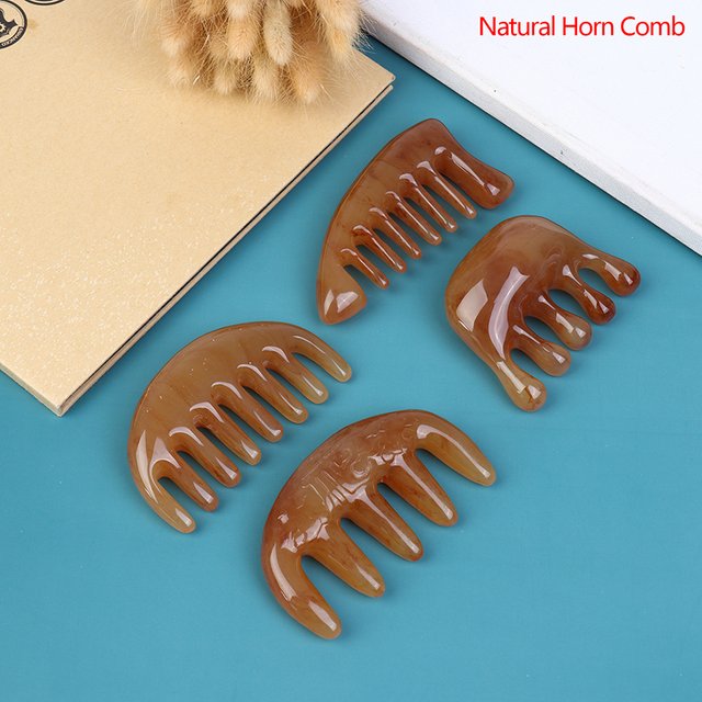 1 Pcs Natural Ox Horn Pocket Comb Wide Toothed Comb SPA Guasha Scalp Massage Brush Hair Care Tool