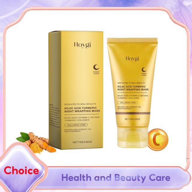 Turmeric Collagen Face Mask Overnight Peel off Wrapping Facial Mask Reduce Sagging Brighten Dullness Glowing Kojic Acid Skincare