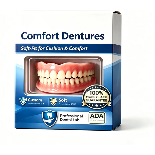 Full Set Natural Dentures Upper & Lower Silicone Fake Teeth Braces Comfort Fit Instant Confidence Smile Oral Care for women Men