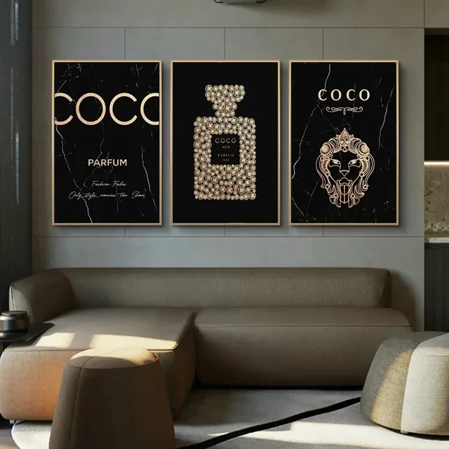 Art mural moderne et Simple, bouteille de luxe de parfum COCO, affiche imprimée sur toile HD, décoration de maison, salon, chambre à coucher