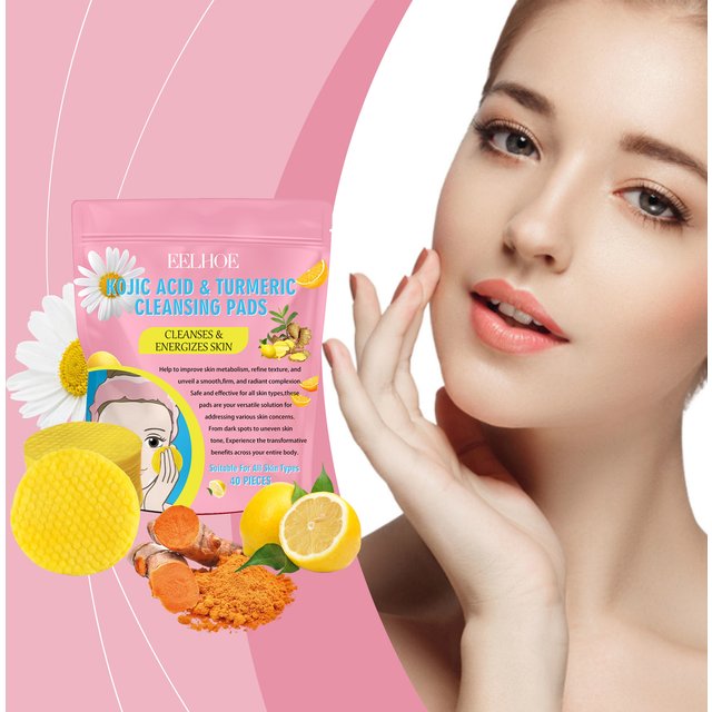Turmeric Kojic Acid Cleansing Pads Oil Control Deep Hydration Brightening Skin Care Products Moisturizing Facial Cleaning Pads