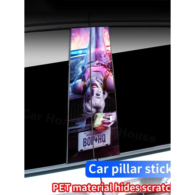 Funny Car Stickers B-pillar Sunscreen DIY Auto Center Column Cover Scratches Cartoon Decoration Stickers Joker Auto Accessories