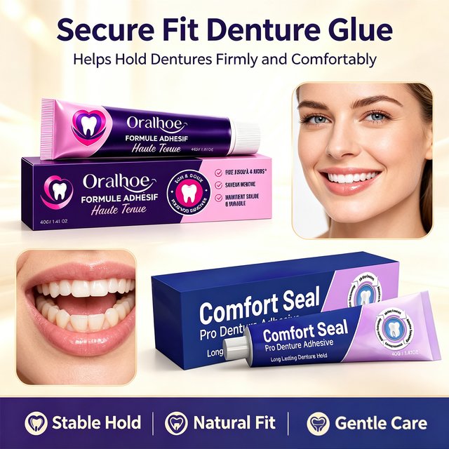Denture Adhesive Cream Long Lasting Hold Firm Fit Comfortable Wear Prevent Loose Dentures Gentle Gentle Gum Safe Oral Care 40g