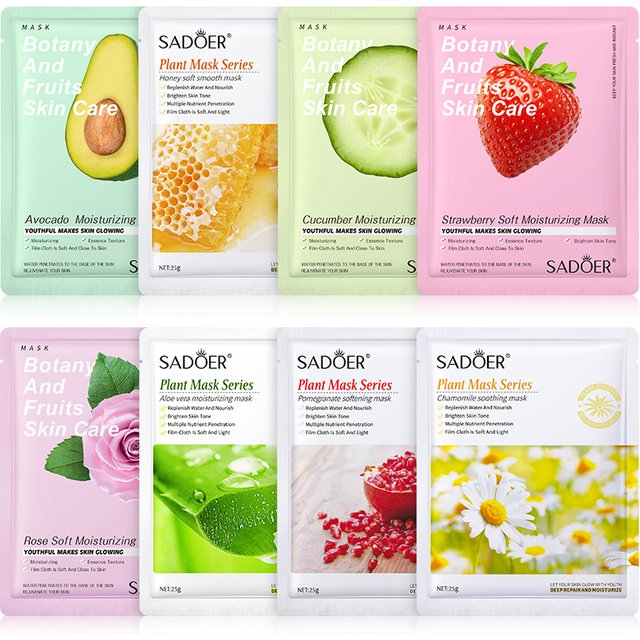 8pcs Natural Plant Face Mask Beauty Skincare Facial Masks Moisturizing Firming Hydrating Facial Mask Face Care Korean Cosmetics