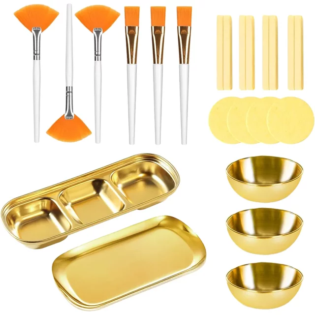 For Spa Treatments Facial Bowl Set 3-Compartment Tray Facial Cleansing Tools Kit Gold,Rose Gold Easy To Clean Metal