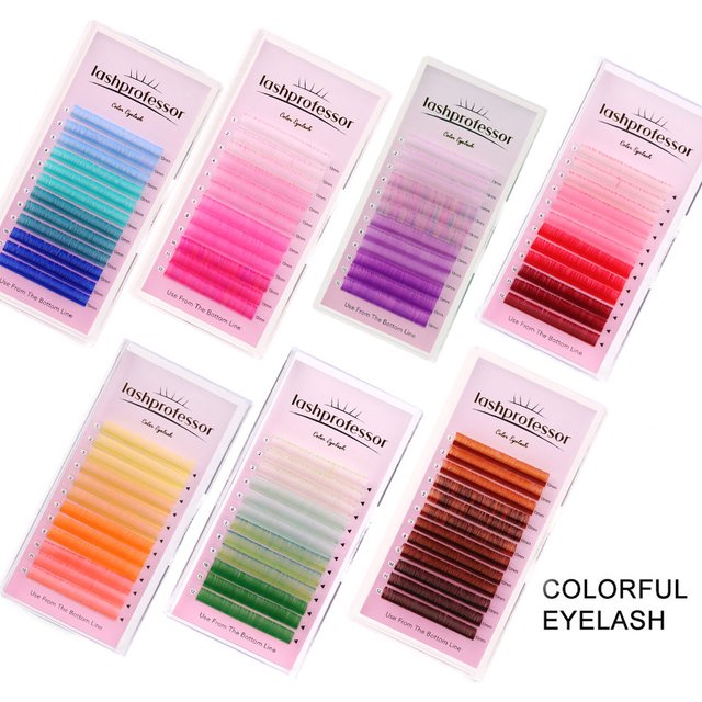 Color Lash Purple Blue Brown Green Red White Pink Yellow Eyelash Extension Flu Color Individual False Colored Mink Lashes Makeup
