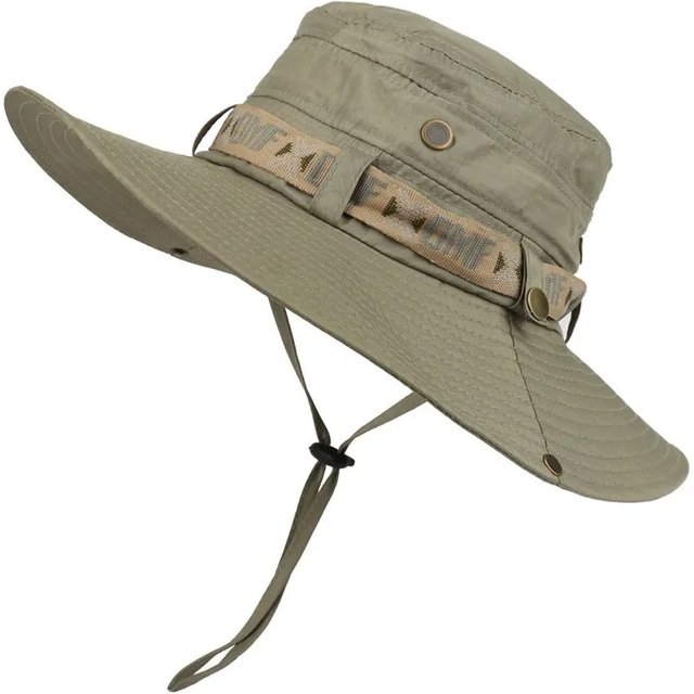 Summer Men Bucket Hat Outdoor UV Protection Wide Brim Panama Safari Hunting Hiking Hat Mesh Fisherman Hat Beach Sunscreen Cap