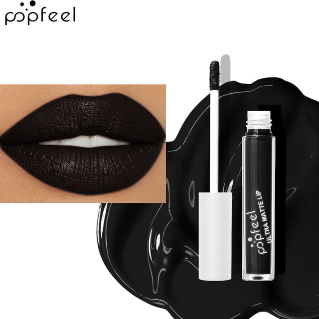 POPFEEL Hallowmas Lip Makeup Kit Black Lip Stick Black Lip Gloss Matte Lip Stick Long Lasting