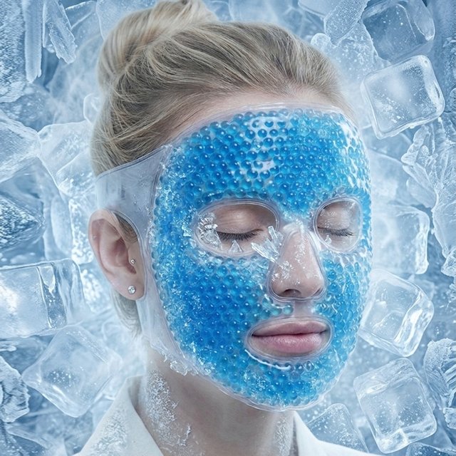 Masque de glace, masque facial en gel perlé, soulagement de la fatigue faciale, masque chaud et froid, compagnon de masque facial
