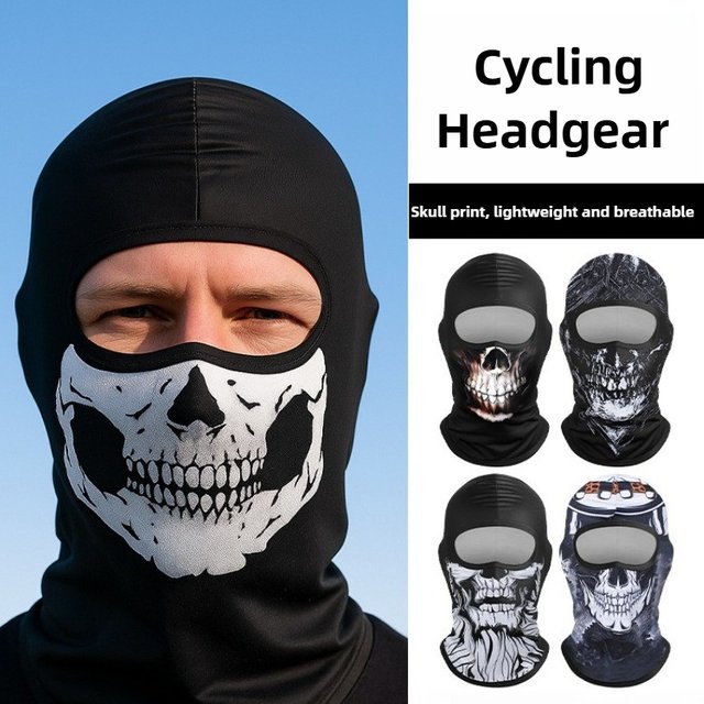3D Skull Ghost Print 100% Polyester Balaclavas Face Mask, In Black And White Color Comfortable Windproof Balaclava Face Mask