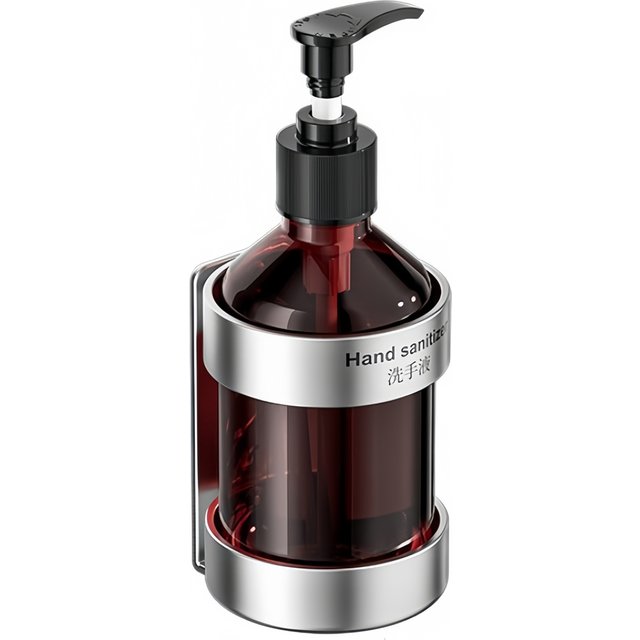 Brown Wall Mounted Soap Dispenser Pump Set With Metal Holder For Liquid Shampoo Body Wash Home Bathroom Supplies