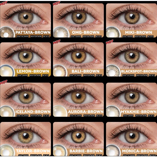 AMARA 1Pair Contact Lenses for Eyes Color Natural Brown Beauty Yearly Cosmetic Contacts Eyes Makeup Eye Contacts Brown Lens