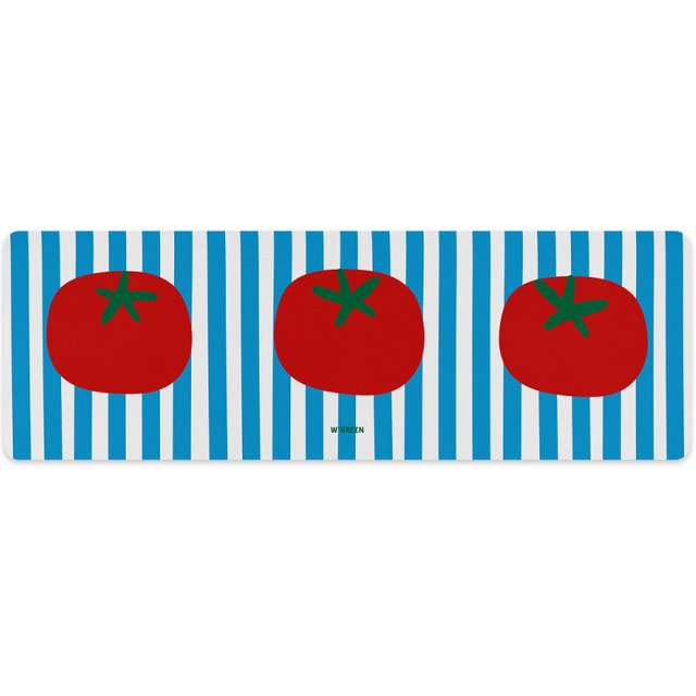 VIKAMA Cute Tomato Striped Kitchen Runner Rug Non-Slip Oil Resistant Water Absorbent Floor Mat for Home Decor