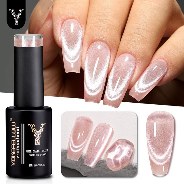 YOKEFELLOW Magnetic Gel Nail Polish Amour de Cristal Gel Polish Reflective Cat Eye Gel for Nail Art Manicure DIY Valentine's Day