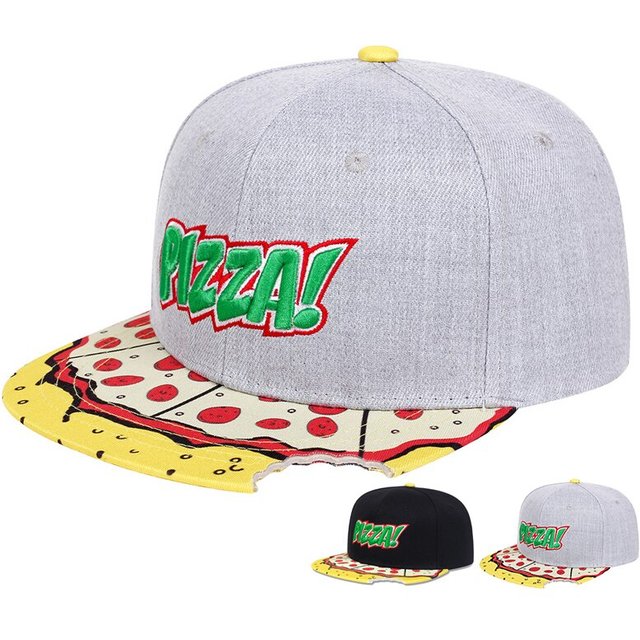 Unisex Letter Embroidery Pizza Printing Hip-hop Hats Outdoor Adjustable Casual Baseball Caps Sunscreen Hat
