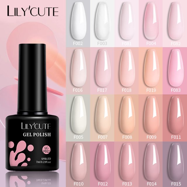 LILYCUTE 7ml Jelly Nude Pink Series Color Gel Nail Polish Glitter Gorgeous Full Coverage French Nail UV LED Gel Nail Art DIY