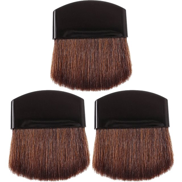 3Pcs Mini Makeup Brushes With ShortHandle Compact Flat Half Round Design for Loose Powder Blush Application Small Facial Brush