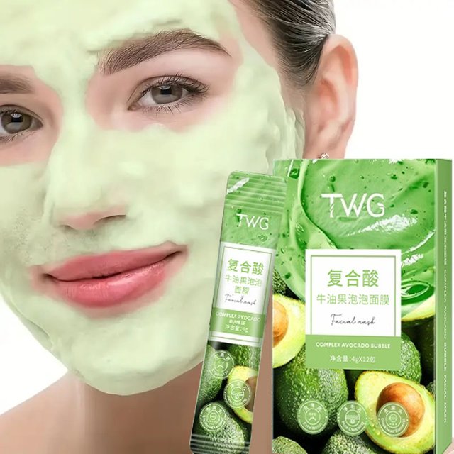 12 piece avocado bubble facial mask set - deep cleansing and moisturizing with glycerin, suitable for all skin types