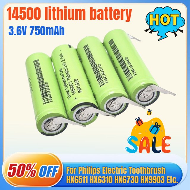 For 14500CY Battery 3.6V 750mAh for Philips Electric Toothbrush HX6511 HX6310 HX6730 HX6910 HX6920 HX9360 HX9370 HX9340 HX9350