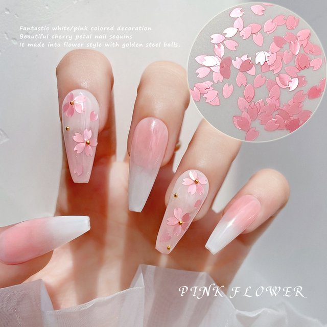 PrettyG 3mm Cherry Blossoms Glitter Flakes Sequin Wholesale Petals Nail Glitter for DIY Craft Nail Makeup Decoration Accessories