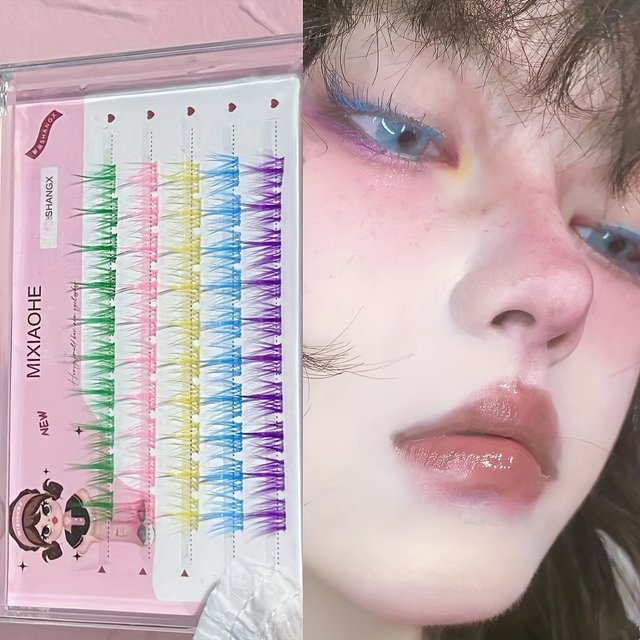Mixiaohe Fantasy Princess Colored Eyelashes Mixed Shades DIY Clusters Cosplay Party Festival Makeup