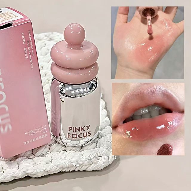 Pinkyfocus Clear Gloss Lip Oil Moisturizing Glass Finish Non-Sticky Nude Shade Ideal for Layering to Brighten Lips