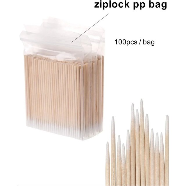 Wholesale 100/300/500Pcs Wooden Eyebrow Eyeline Cotton Swab Lip Gloss Pointy Swabs Cleaning Sticks Eyelash Extension Applicators