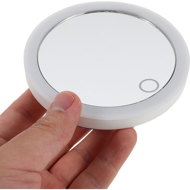 with 3 Suction Cups 10x Magnifying LED Makeup Mirror Rechargeable Lighted Travel Vanity Mirror 4-inch Magnification Mirror
