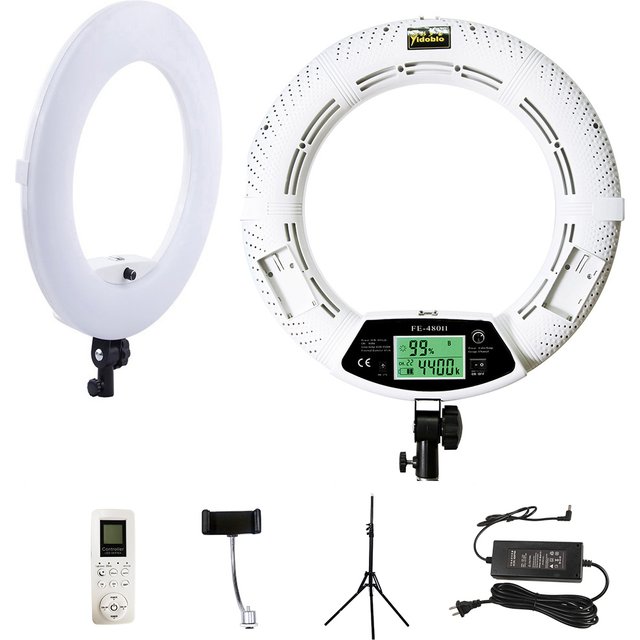 18inch Led Ring Lights with Tripod 96w Perfessional Yidoblo FE480 Photo Studio Video Lamp Bi-color for Beauty Salon Makeup Vlog