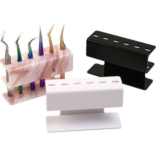 Acrylic Eyelash Tweezer Storage Holder Set of 6 Durable Makeup Tools with Convenient Stand Shelf for Eyelash Extensions