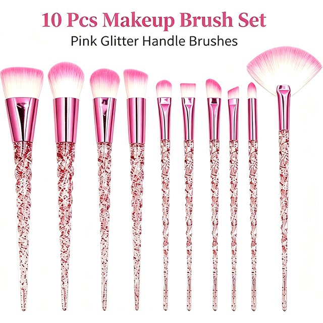 10pcs Makeup Brush Set , Eye Shadow Foundation BB Cream Concealer Women'S Cosmetics Brush Shadow Blush Powder Cake Mixed Beauty