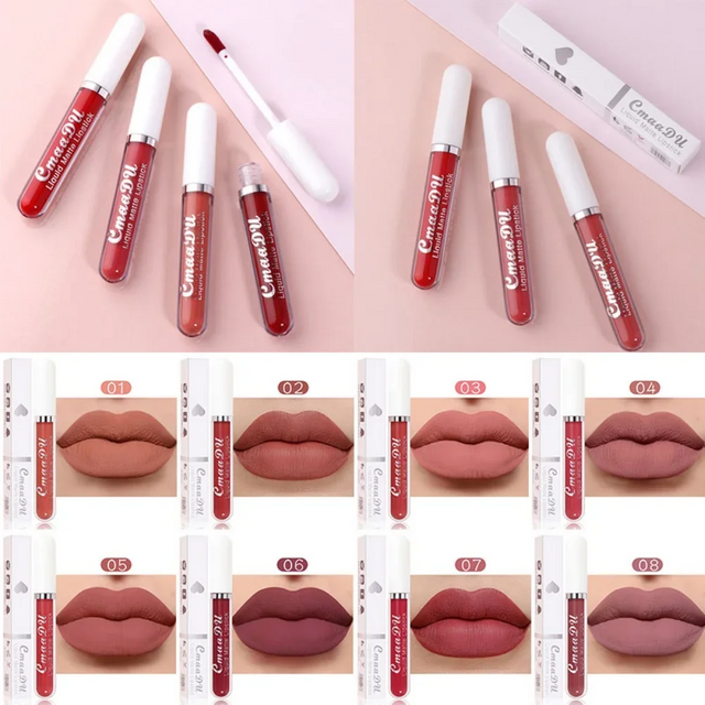 Women's Sexy Long-Lasting Velvet Matte Lip Gloss - Waterproof Nonstick Red Liquid Lipstick for Beauty Makeup
