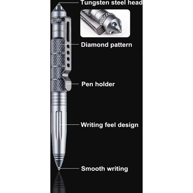 Stylo tactique de défense en aluminium d'aviation, antidérapant, militaire, brise-verre, outils d'extérieur EDC, 1 pièce