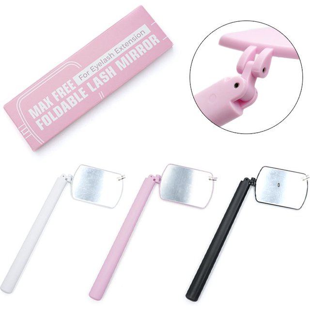 Large Eyelash Mirror Long Handle 360 Degree Rotation Folding Mirror For Checking Eyelashes Extension Beauty Makeup Tool