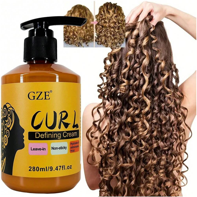 GZE Curl Defining Cream 3 in 1 Leave-in Conditioner Non-sticky Hydrates & Eliminates Frizz Curling Cream