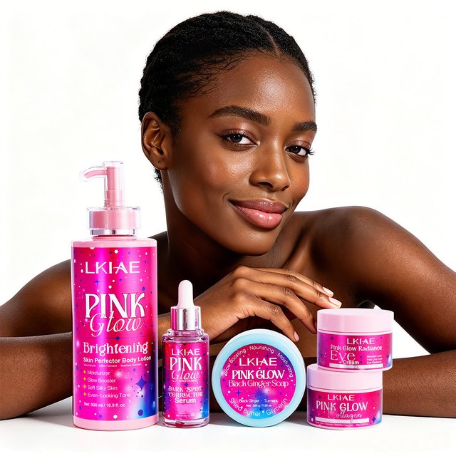 LKIAE Pink Glow Skin Care Set for women, Anti Black Spots, Brightening, Nourishing, Moisturizing, Improve Rough Skin Beauty Kit